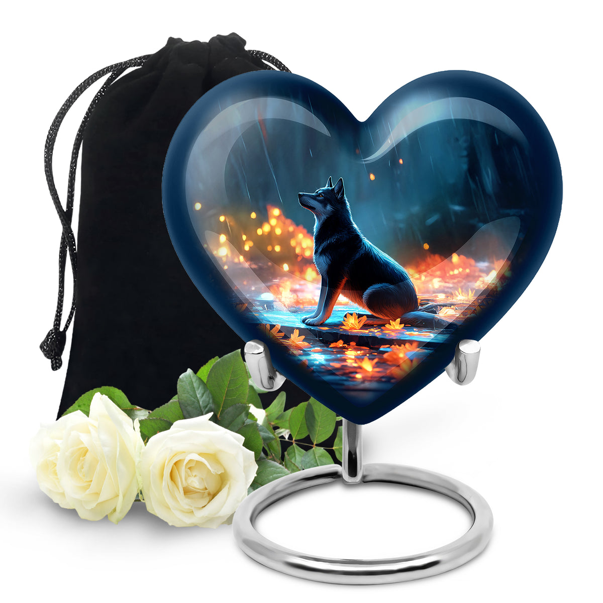 Dog in Rain Scenic Urns - Handracfted Personalized Urns For Pet Ashes