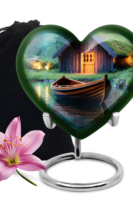 Wooden Boat Urn - Peaceful Lake Cremation Urns For Human Ashes