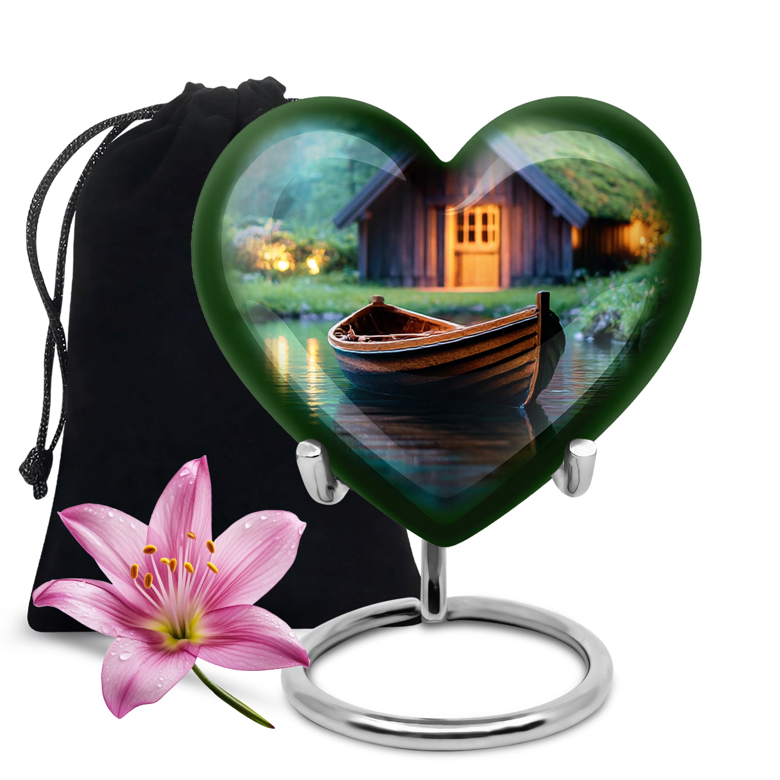 Wooden Boat Urn - Peaceful Lake Cremation Urns For Human Ashes