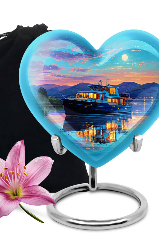 Sunset Yacht Cremation Urns - Mountain Lake Funeral Urns For Ashes