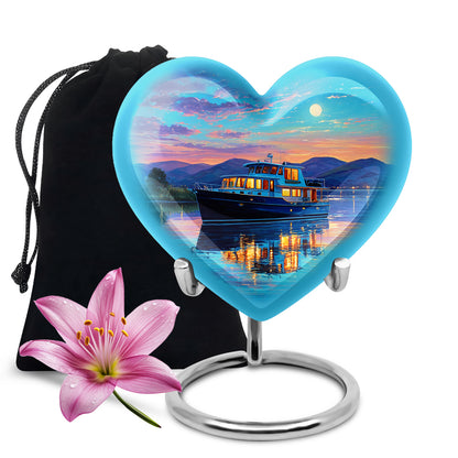 Sunset Yacht Cremation Urns - Mountain Lake Funeral Urns For Ashes