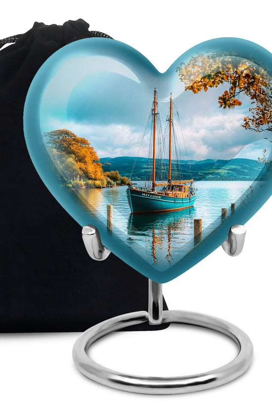 Sailboat Funeral Urn - Lake Memorial Urn For Male & Female Ashes