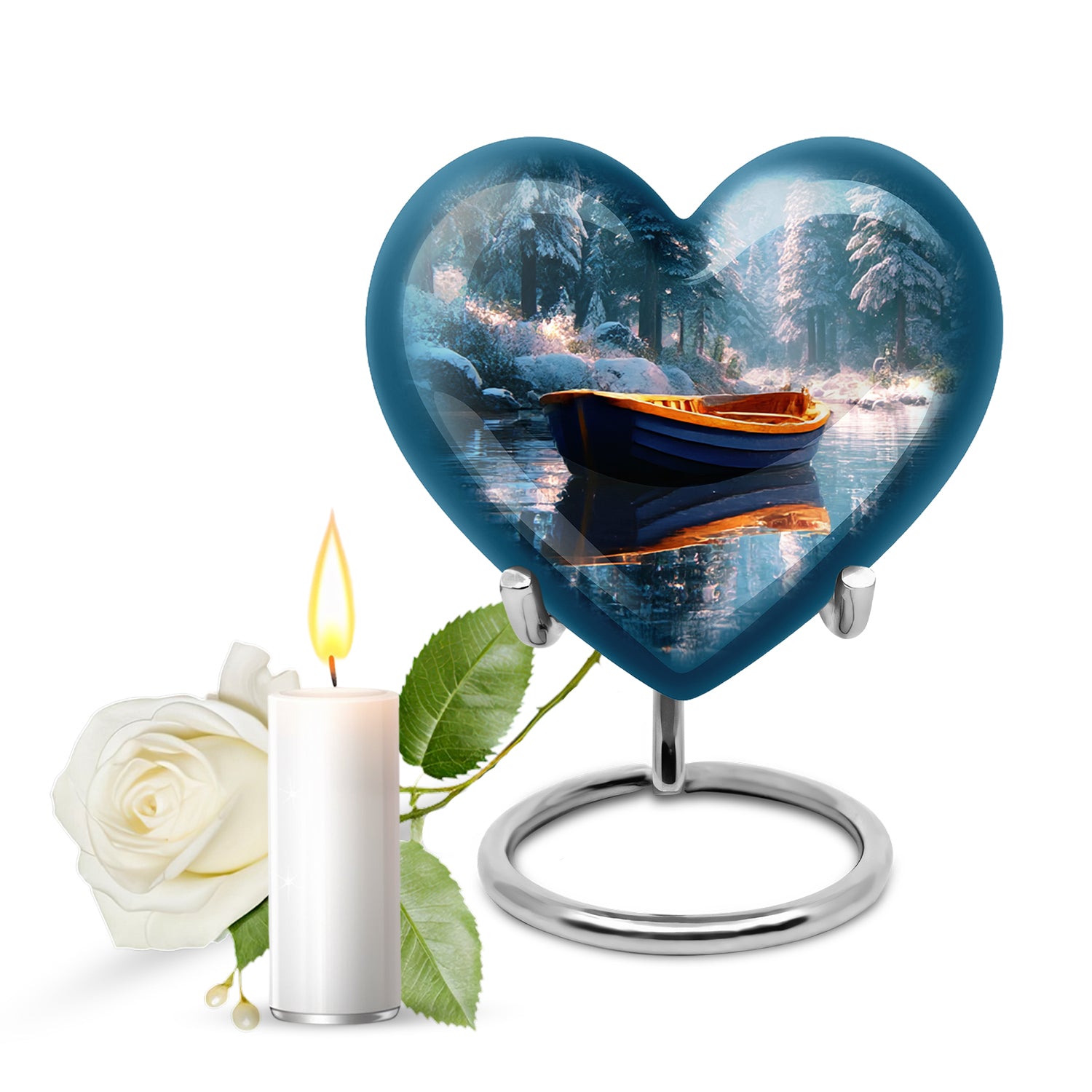Timeless Teal Boat Cremation Urn for Ashes - 10-inch, 200 cu in - Karyliz