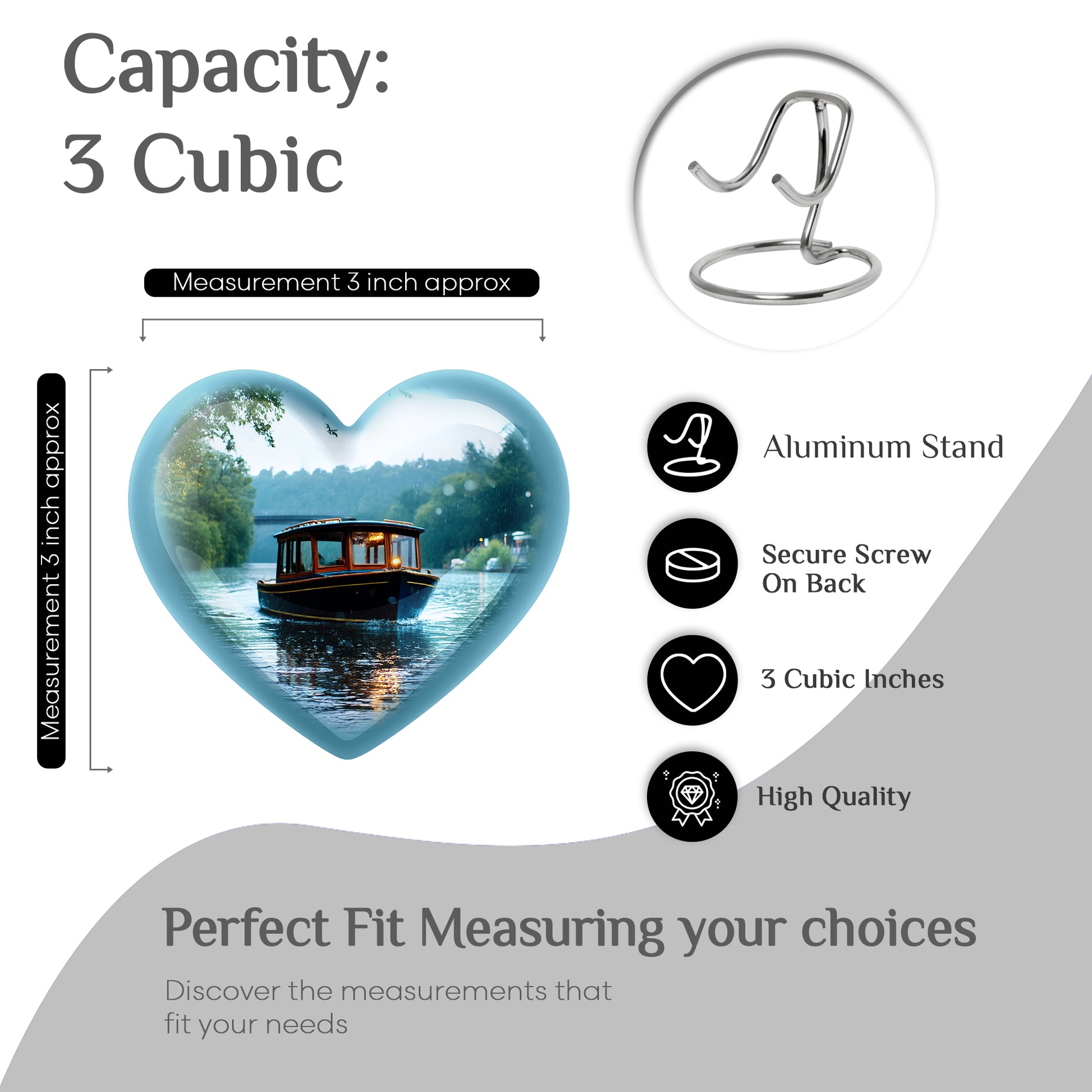 Porcelain White Boat Cremation Urn front view showing detailed design - romantic heart urn with boat motif on aluminum - mini keepsake memorial for portion of cremation ashes