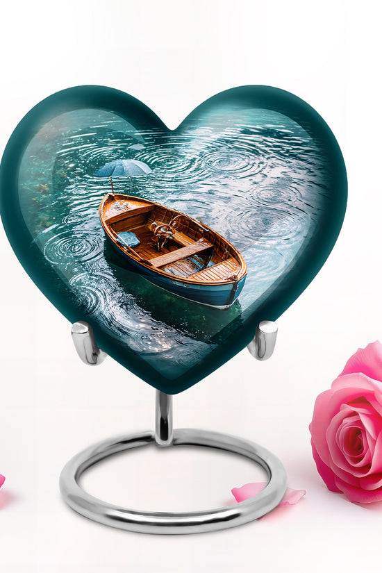 Personalized Elegant Boat Cremation Urns - Teal 10-inch, 200 cu in - Karyliz