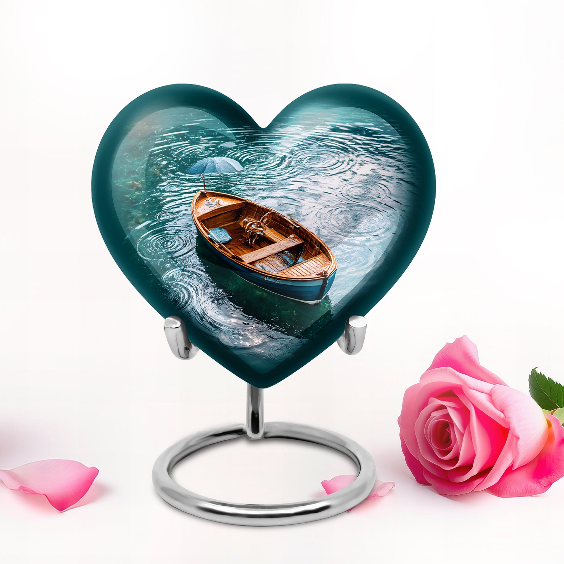 Personalized Elegant Boat Cremation Urns - Teal 10-inch, 200 cu in - Karyliz