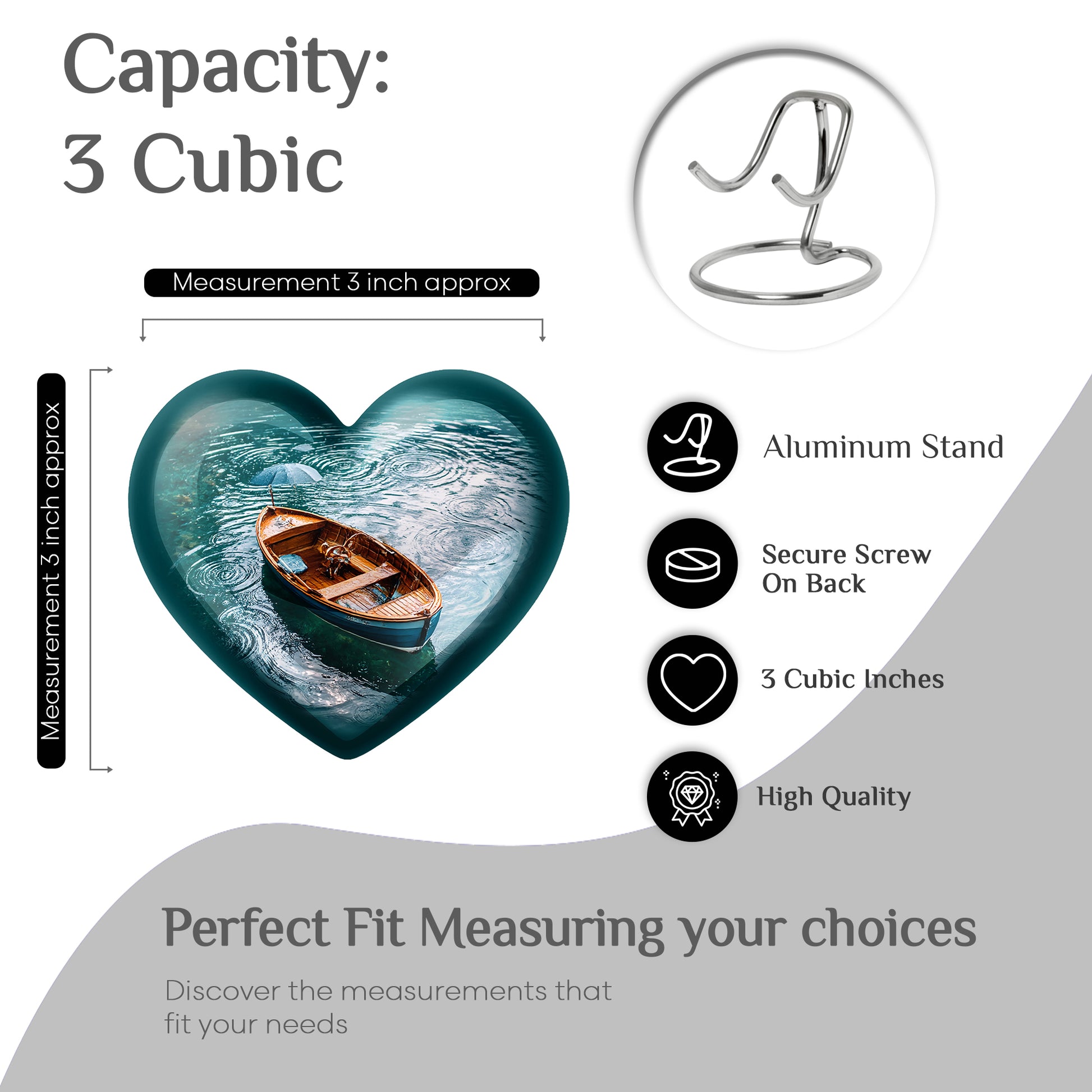Mystic Teal Boat Cremation Urn front view showing detailed design - compassionate heart-boat combination with gentle curves - mini keepsake memorial for portion of cremation ashes