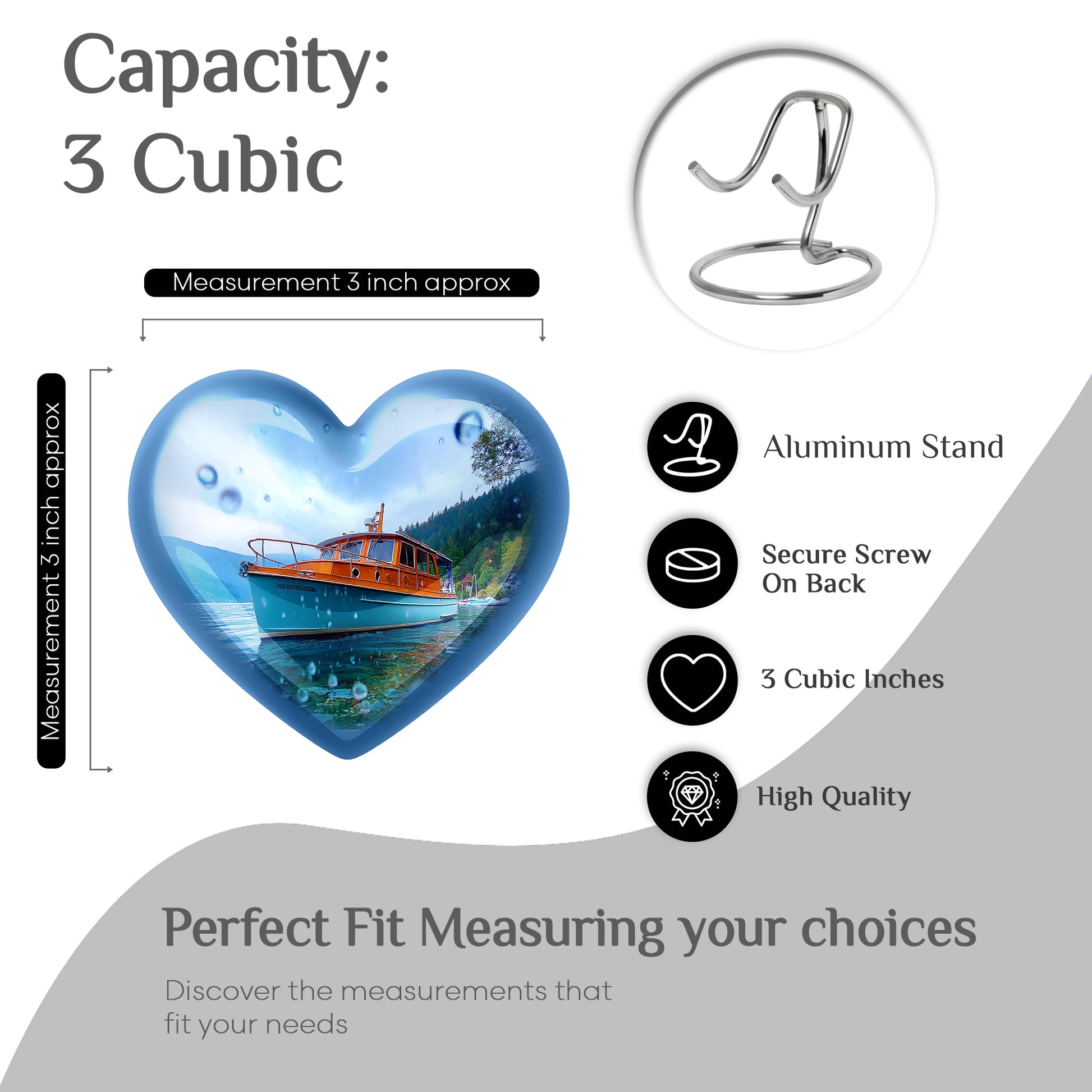 Powder Blue Boat Cremation Urn front view showing detailed design - heart-shaped boat design symbolizing eternal love - mini keepsake memorial for portion of cremation ashes
