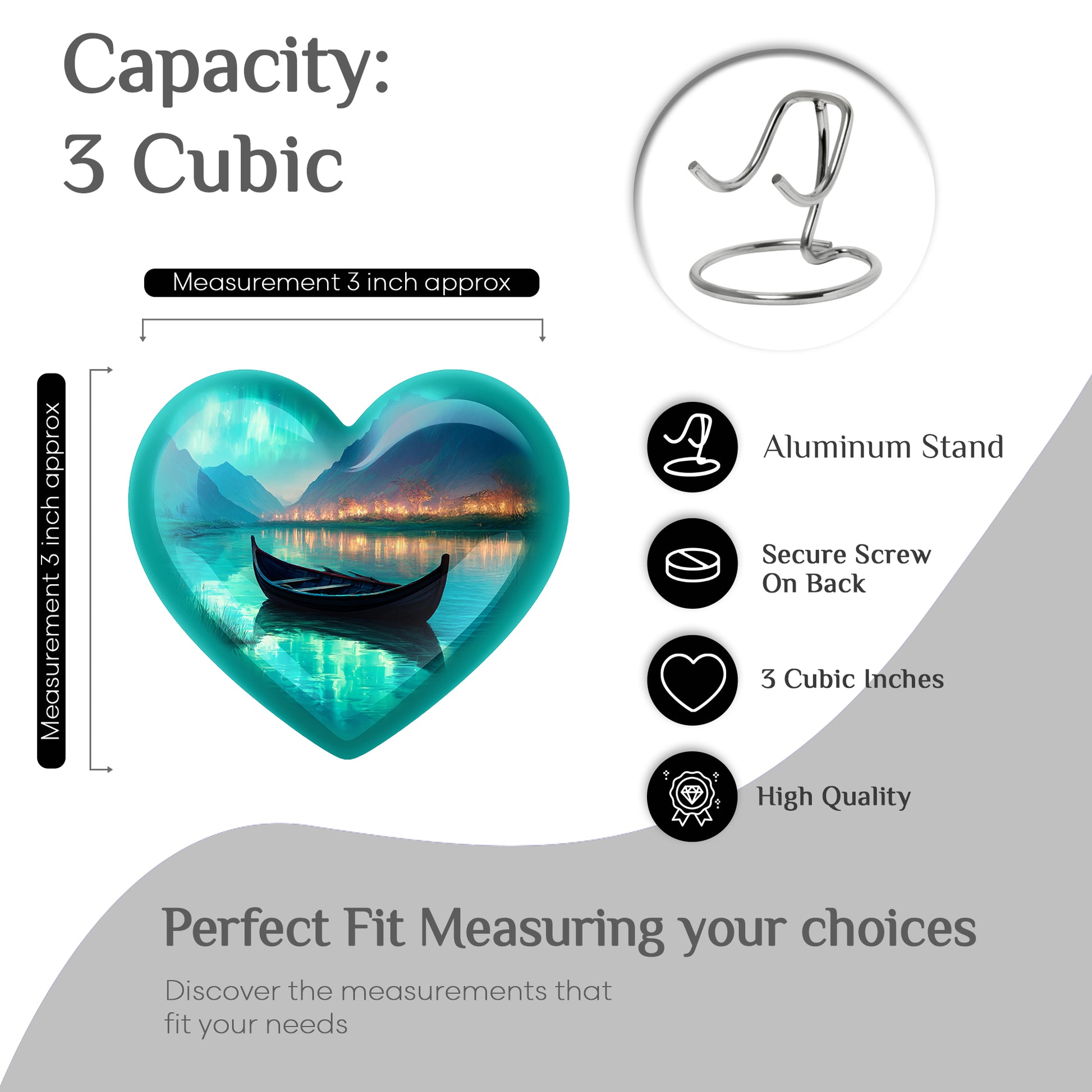 Ocean Teal Boat Cremation Urn front view showing detailed design - heart-shaped boat design symbolizing eternal love - mini keepsake memorial for portion of cremation ashes