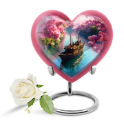 Personalized Pink Sovereign Boat Cremation Urns for Human Ashes - 10-inch, 200 cu in - Karyliz