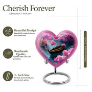 Azure Boat Cremation Urn front view showing detailed design - heart-shaped boat design symbolizing eternal love - mini keepsake memorial for portion of cremation ashes