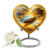 Inspiring Gold Boat Benediction Urn for Human Ashes - 10-inch, 200 cu in - Karyliz
