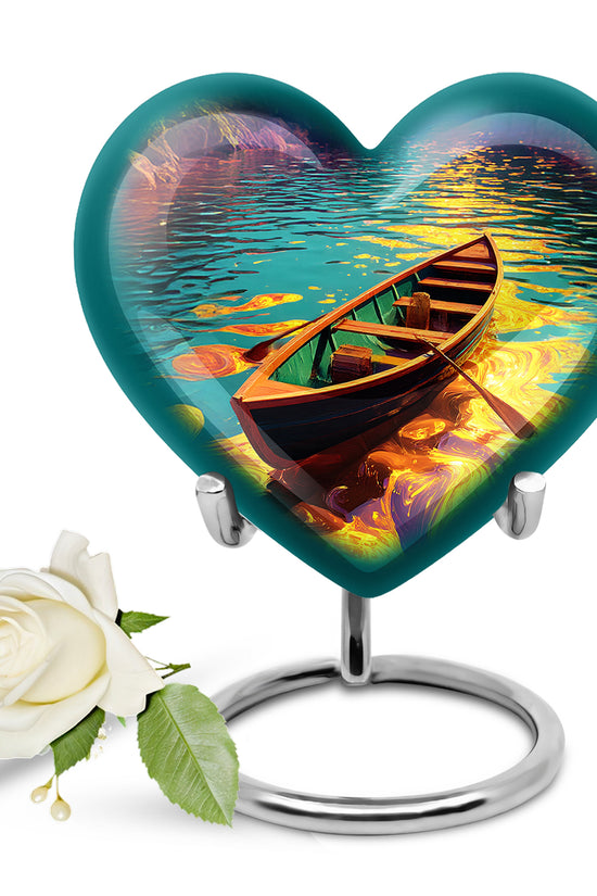 Personalized Teal Boat Cremation Urns for Ashes - Majestic 10-inch - Karyliz