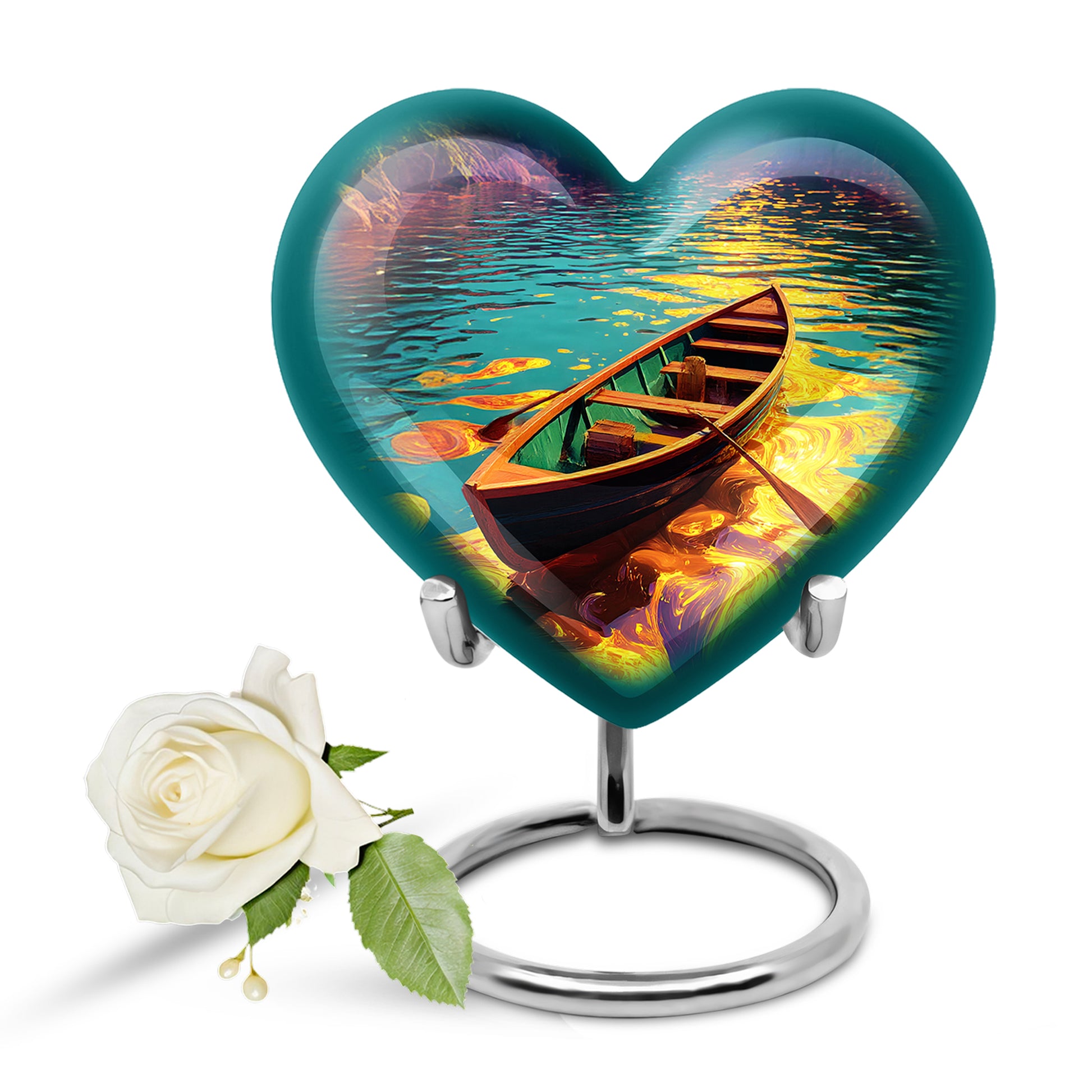 Personalized Teal Boat Cremation Urns for Ashes - Majestic 10-inch - Karyliz