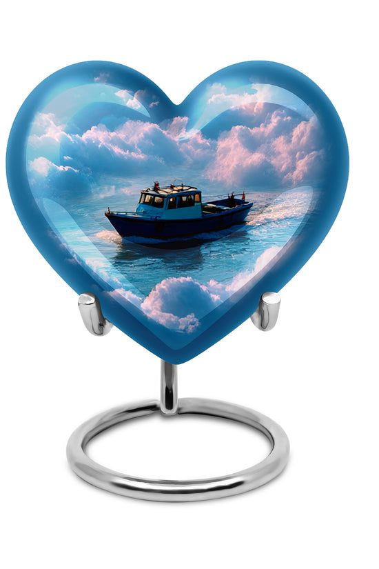 Blue Boat Legacy Cremation Urns for Human Ashes - 10-inch, 200 cu in - Karyliz