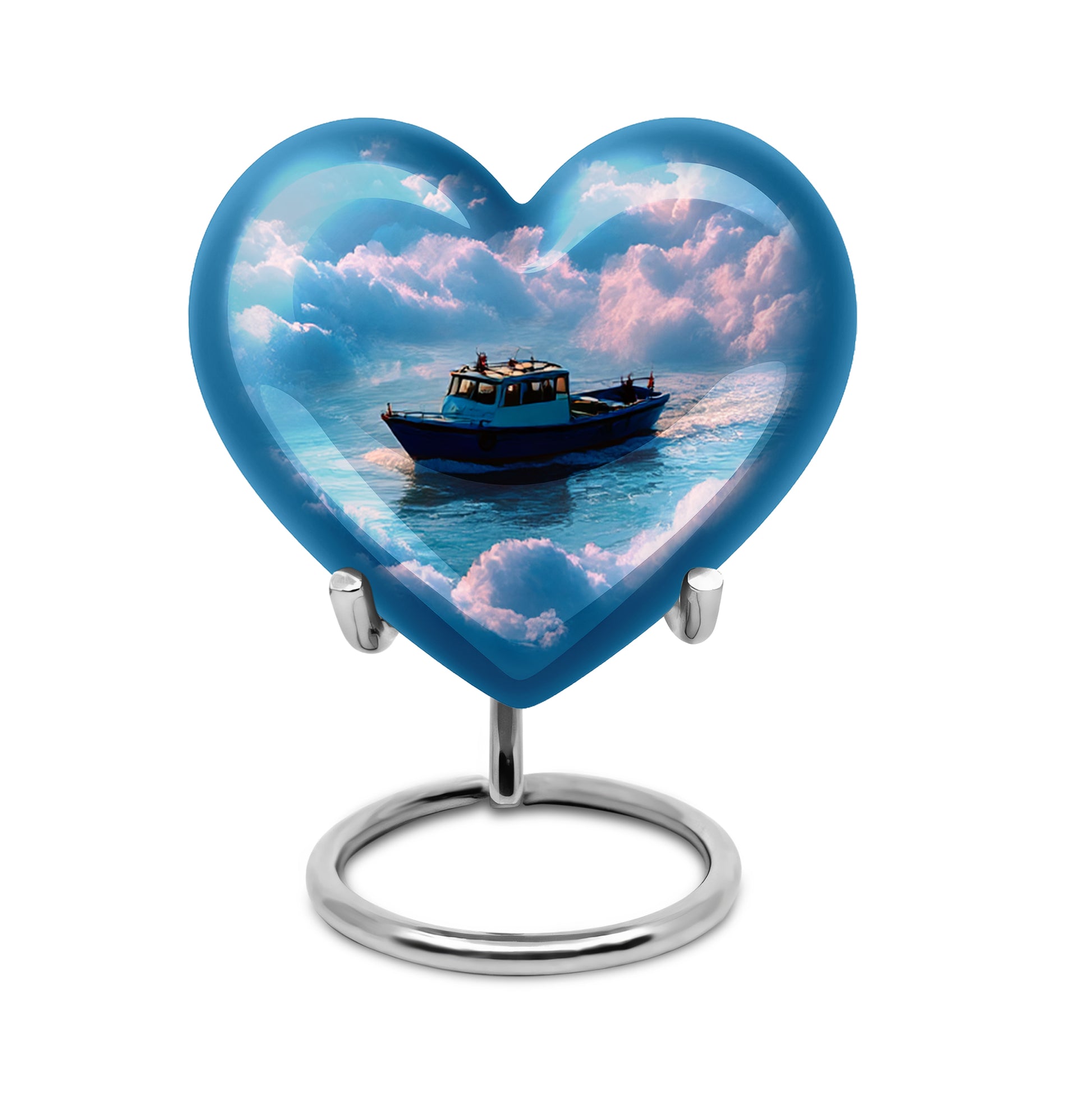Blue Boat Legacy Cremation Urns for Human Ashes - 10-inch, 200 cu in - Karyliz