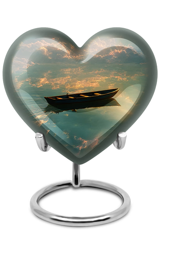 Ethereal Boat Memorial Cremation Urns - Black 10-inch, 200 cu in - Karyliz