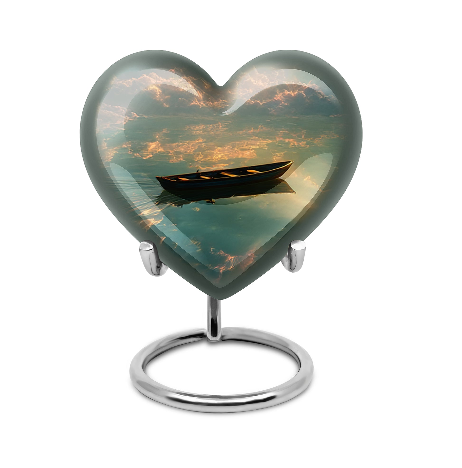 Ethereal Boat Memorial Cremation Urns - Black 10-inch, 200 cu in - Karyliz