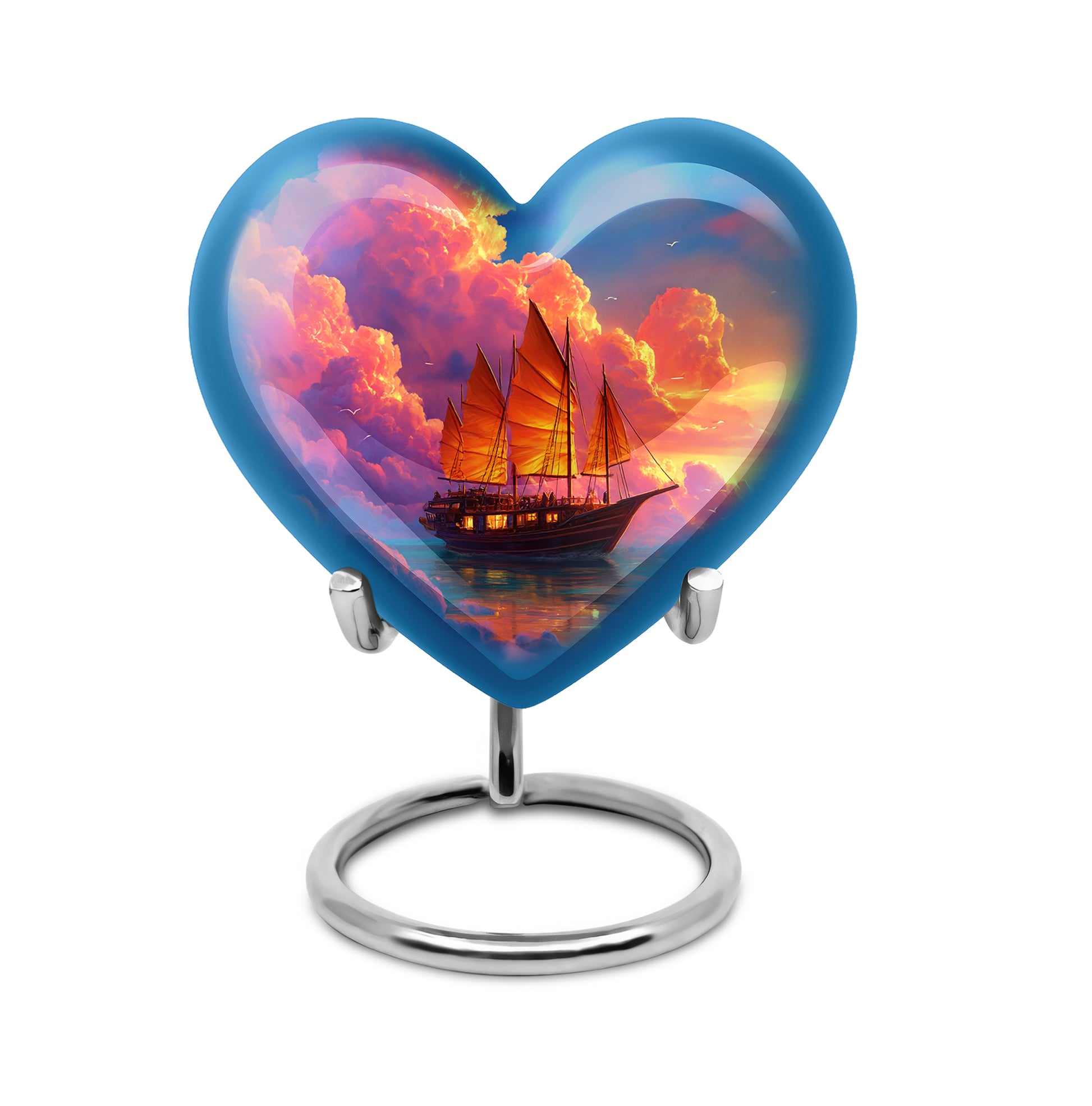 Personalized Boat Cremation Urns - Wondrous Blue 10-inch, 200 cu in - Karyliz