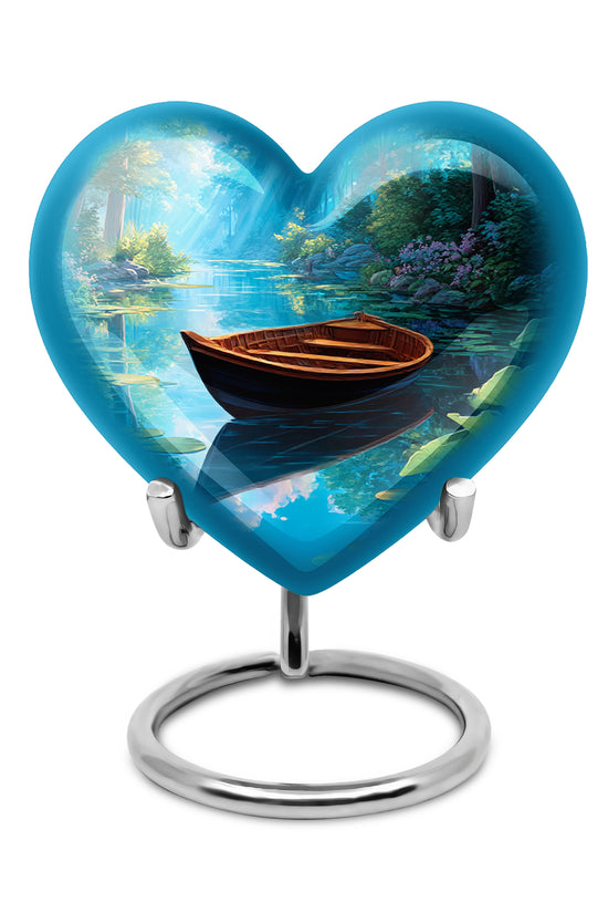 Remarkable Boat Memorial Cremation Urns - Blue 10-inch, 200 cu in - Karyliz