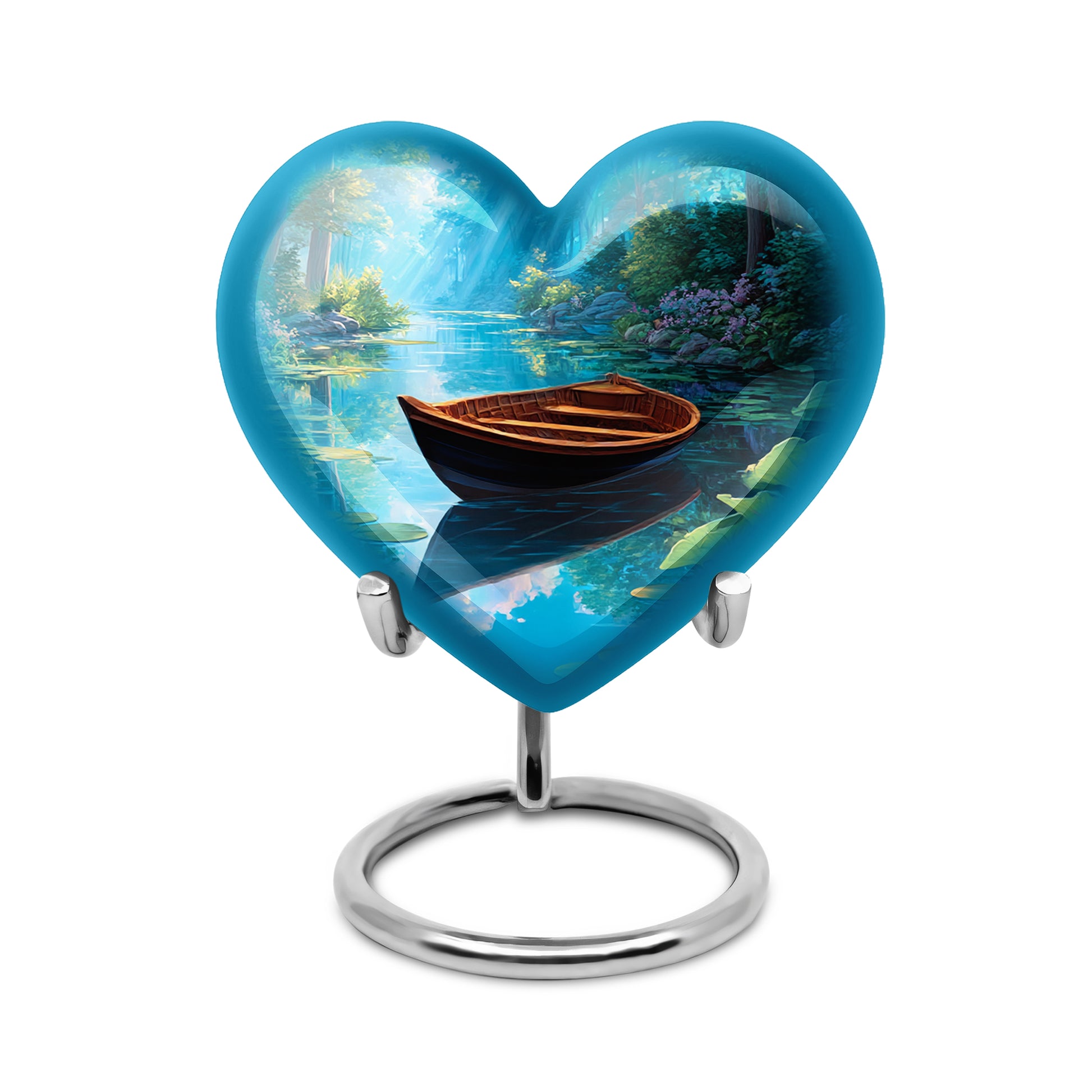 Remarkable Boat Memorial Cremation Urns - Blue 10-inch, 200 cu in - Karyliz