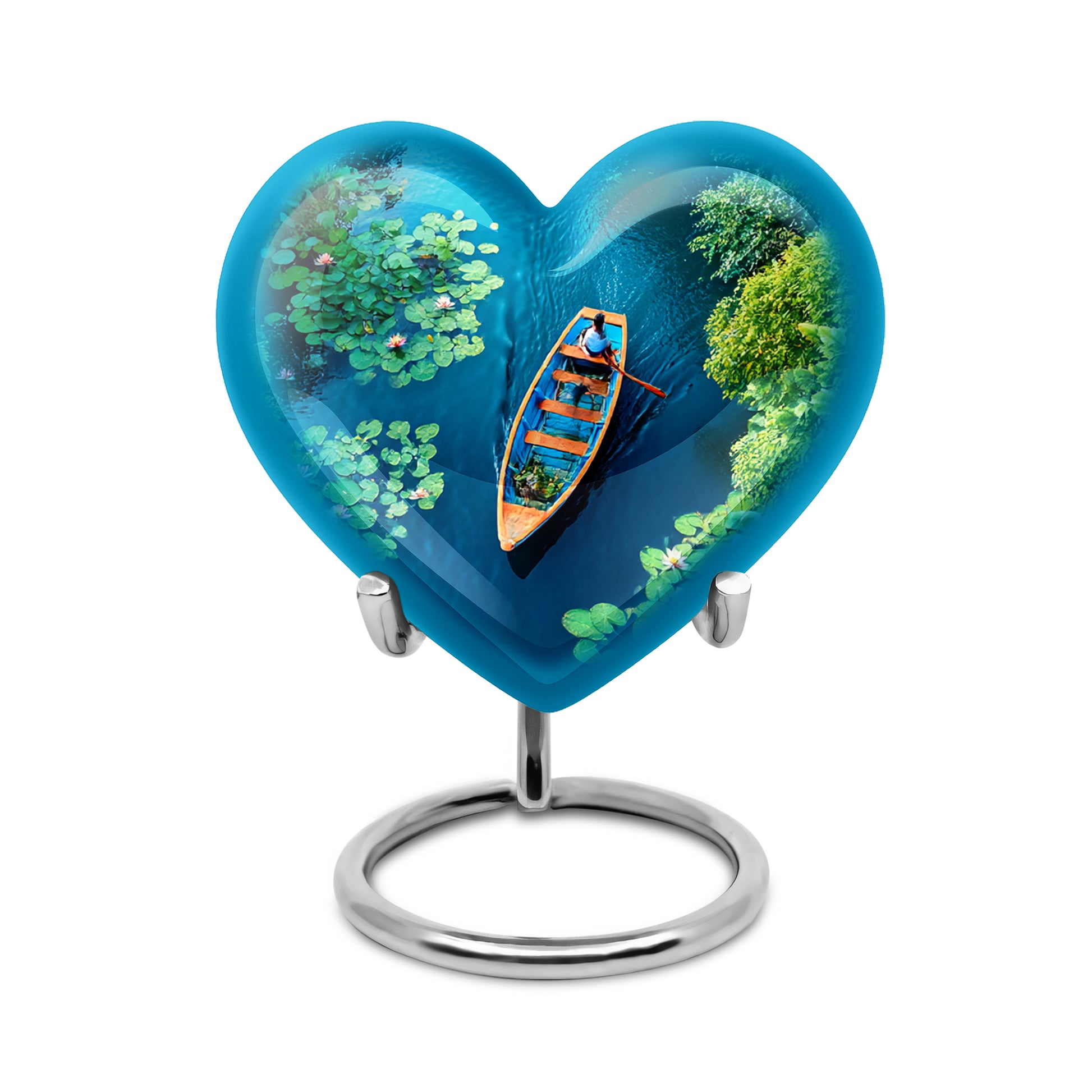 Dignified Teal Boat Cremation Urn for Ashes - 10-inch, 200 cu in - Karyliz