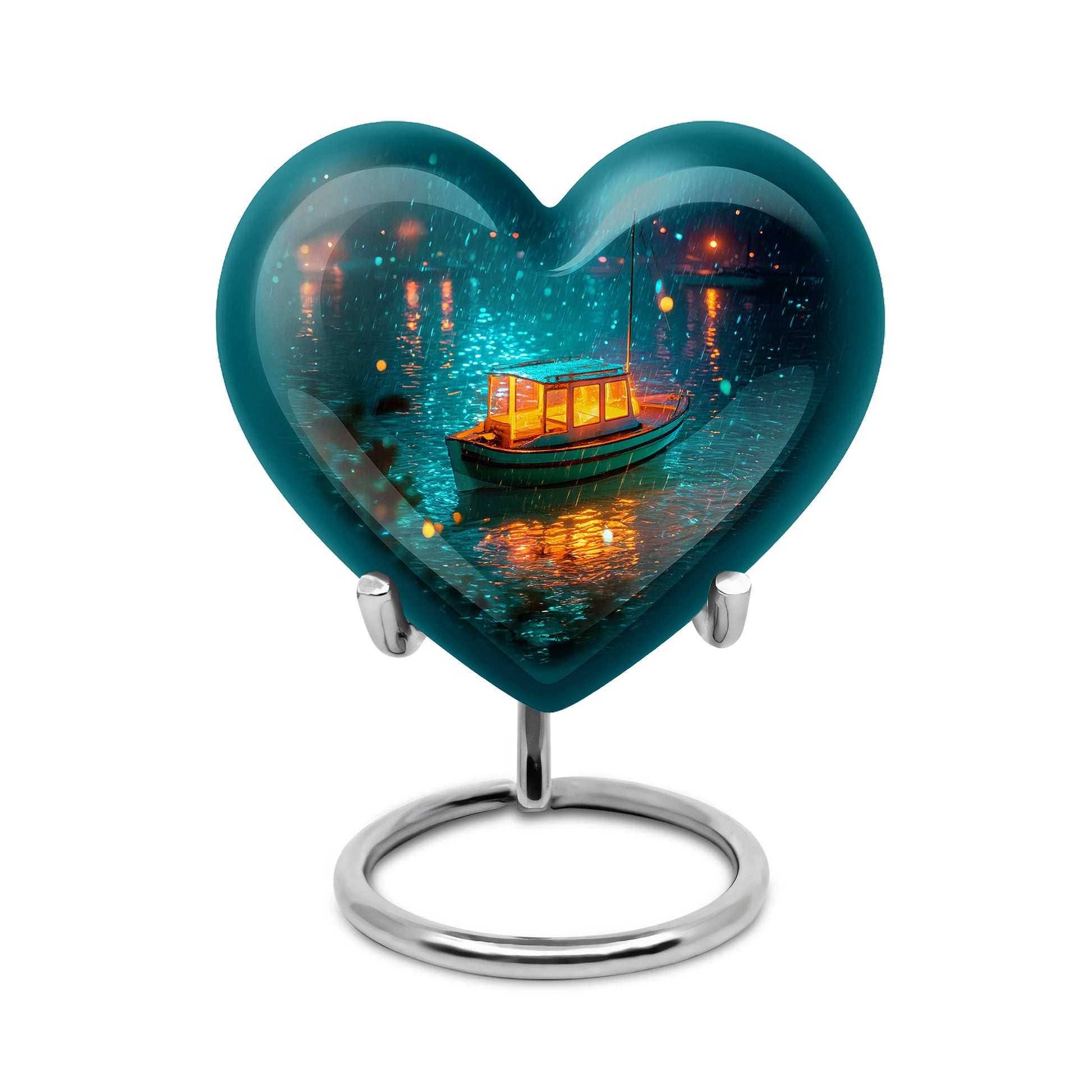 Teal Boat Cremation Urns - Imperial Haven 10-inch, 200 cu in - Karyliz
