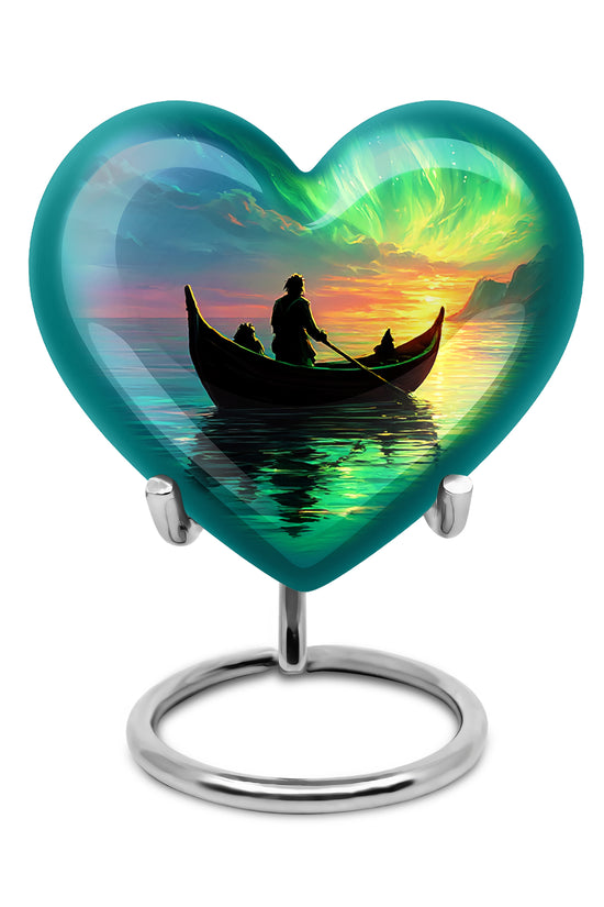 Distinguished Blue Boat Cremation Urn for Ashes - 10-inch, 200 cu in - Karyliz