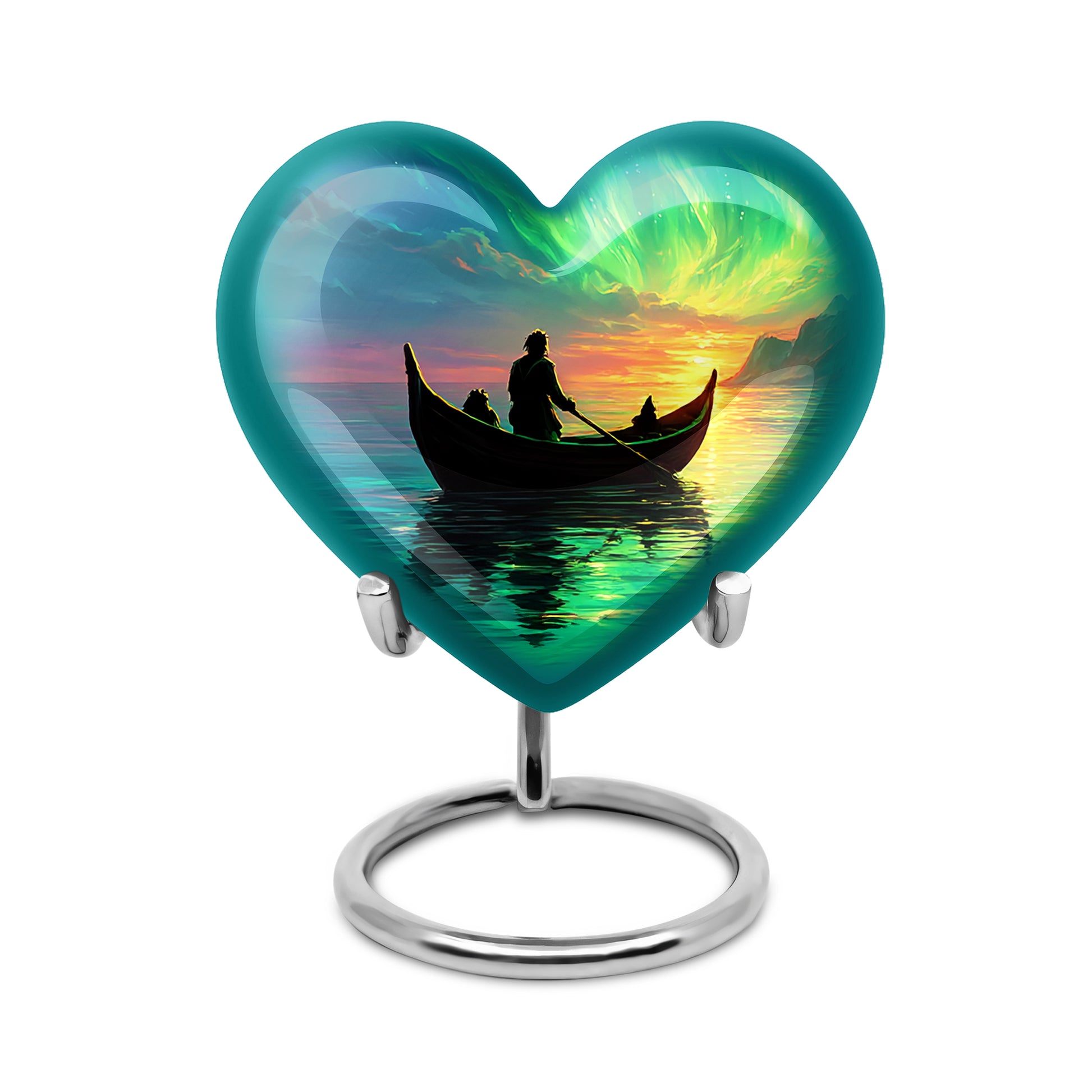 Distinguished Blue Boat Cremation Urn for Ashes - 10-inch, 200 cu in - Karyliz