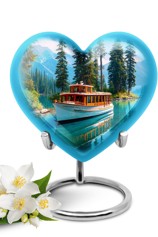 Illustrious Boat Memorial Cremation Urns - Blue 10-inch, 200 cu in - Karyliz