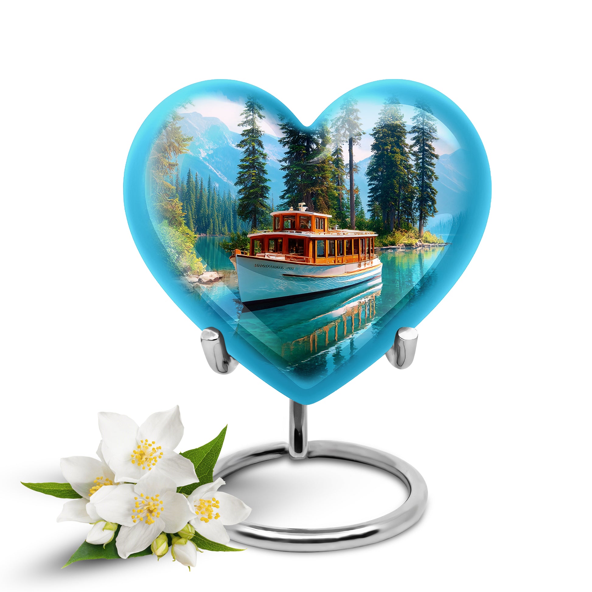 Illustrious Boat Memorial Cremation Urns - Blue 10-inch, 200 cu in - Karyliz