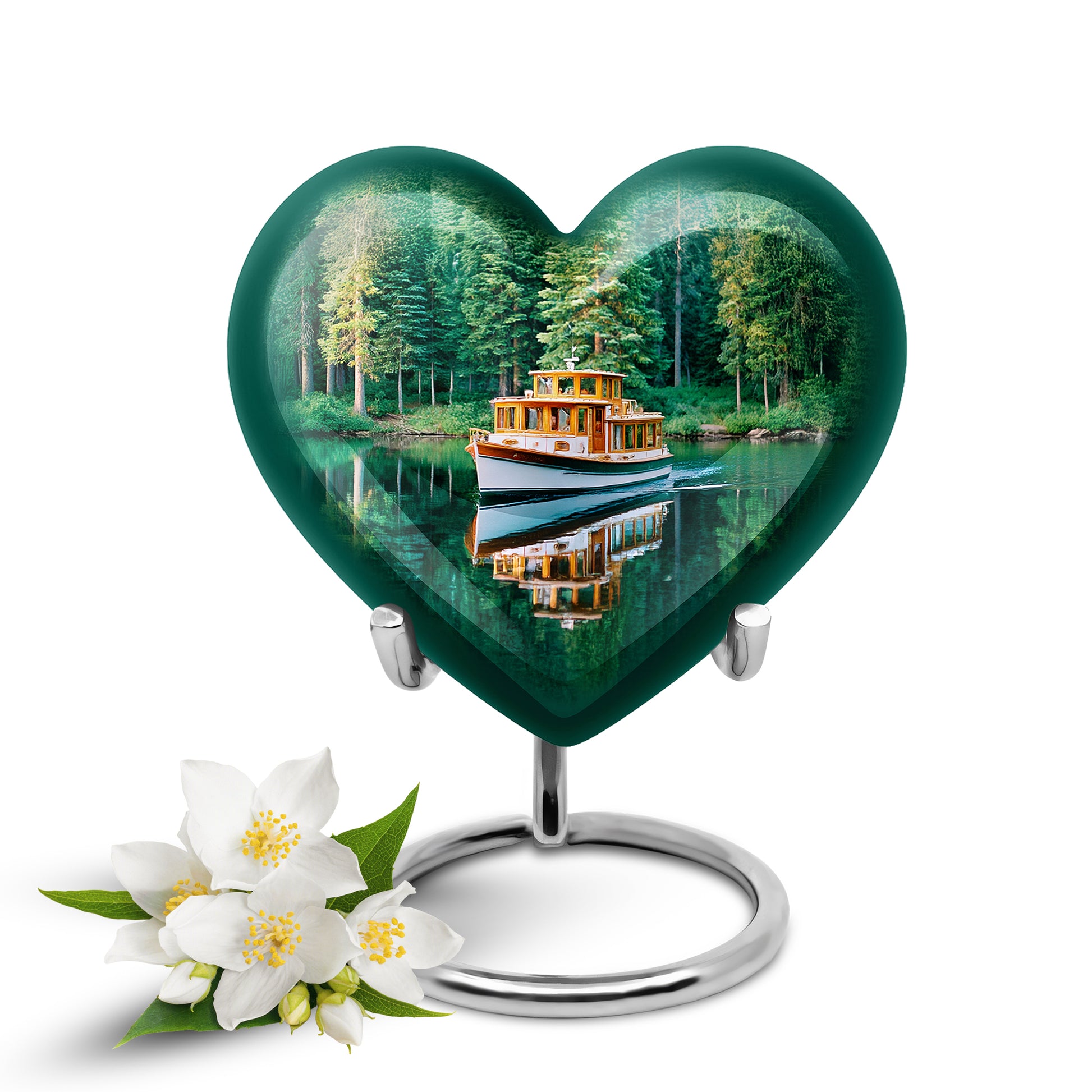 Teal Venerable Boat Cremation Urns for Human Ashes - 10-inch, 200 cu in - Karyliz