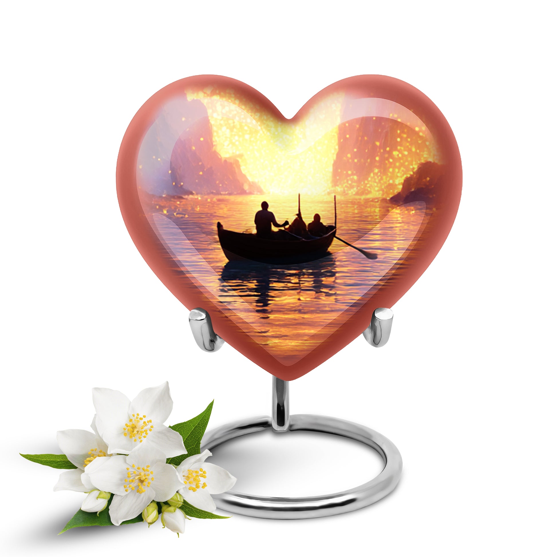 Personalized Red Boat Cremation Urns for Ashes - Enchanting 10-inch - Karyliz