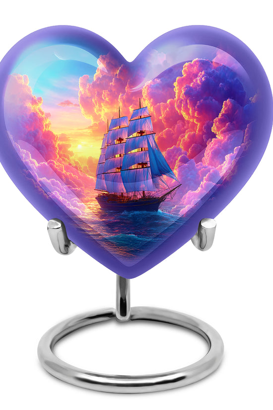 Personalized Purple Boat Cremation Urns for Ashes - Transcendent 10-inch - Karyliz