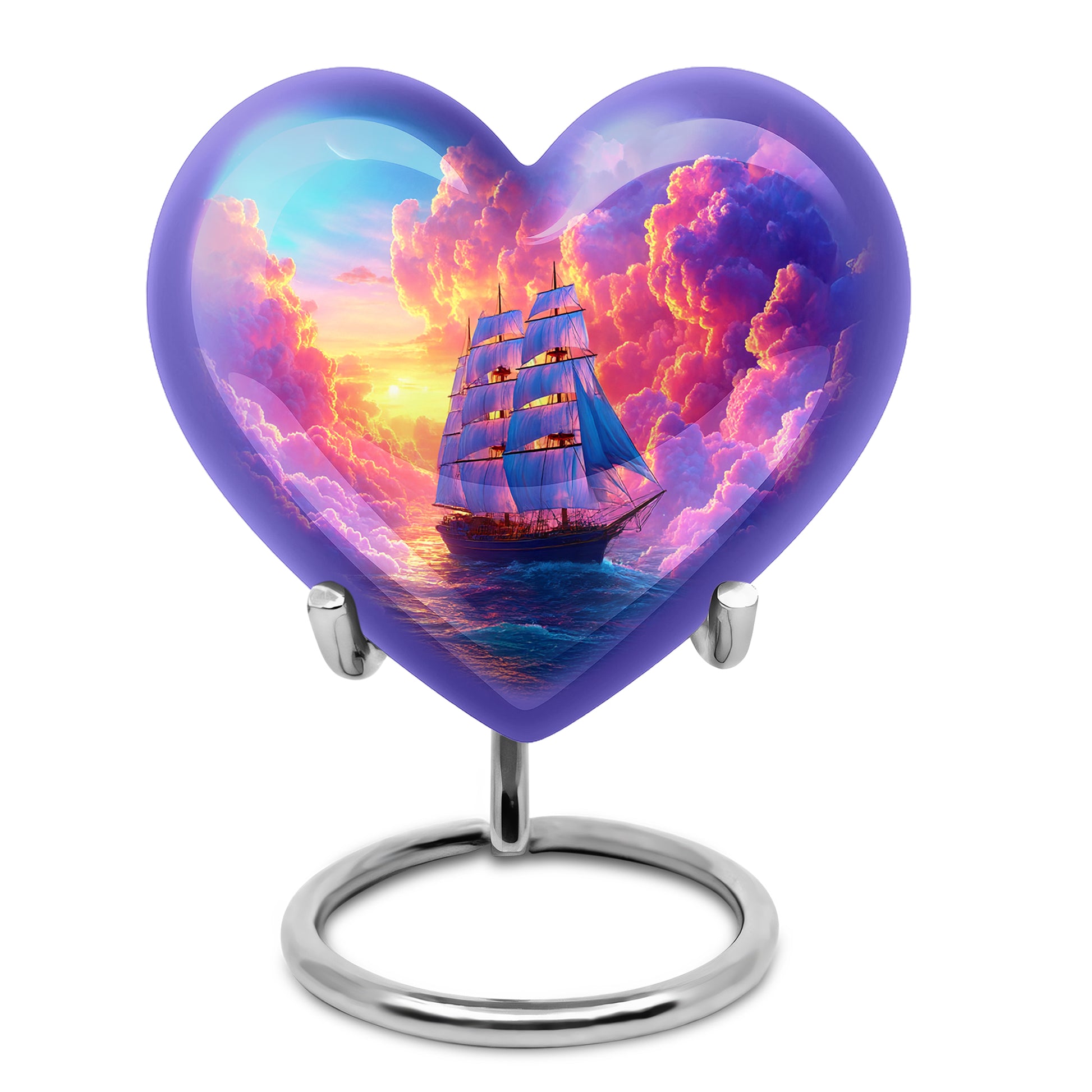 Personalized Purple Boat Cremation Urns for Ashes - Transcendent 10-inch - Karyliz