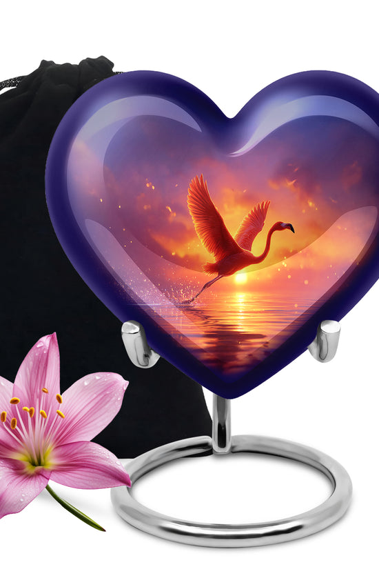 Flying Flamingo Cremation Urn - Sunset Scenic Urns For Human Ashes