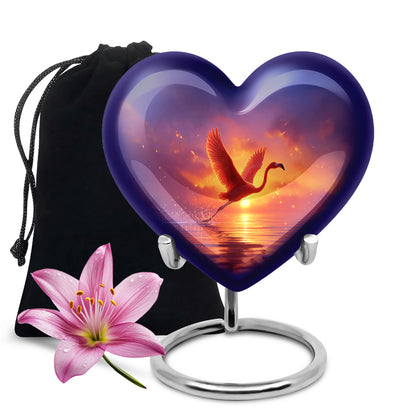Flying Flamingo Cremation Urn - Sunset Scenic Urns For Human Ashes