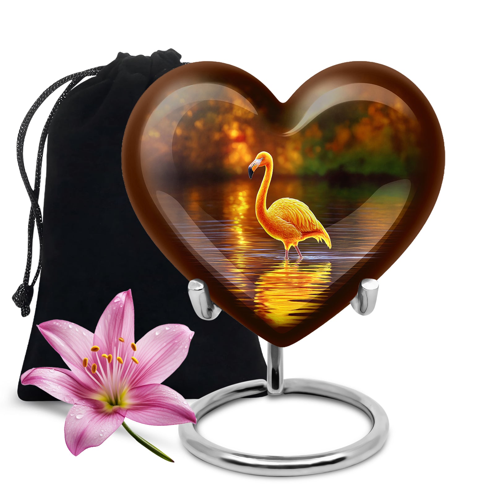 Golden Flamingo Cremation Urn - Artistic Urns For Human Ashes