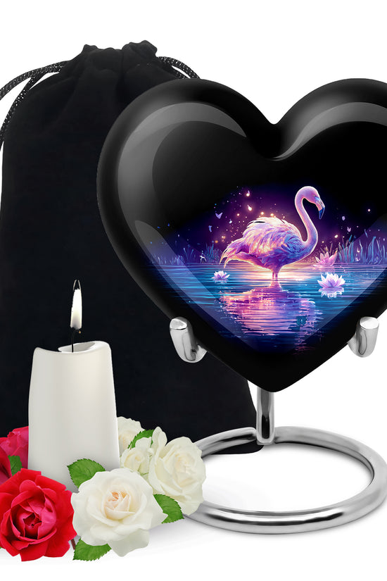 Majestic Flamingo Cremation Urn - Black Memorial Urns For Human Ashes