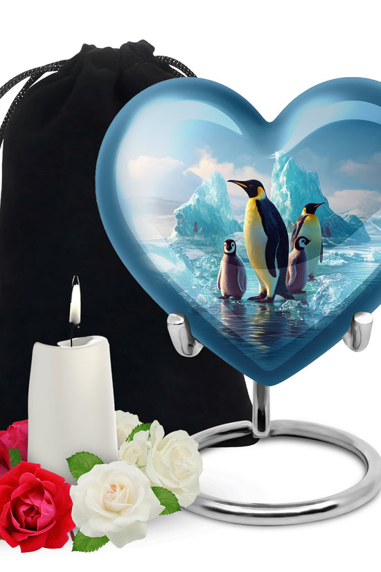 Penguin Family Memorial Urn - Arctic Cremation Urn For Loved Ones