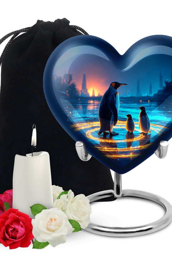 Penguin Night Glow Creamtion Urn - Elegant Funeral Urn For Ashes