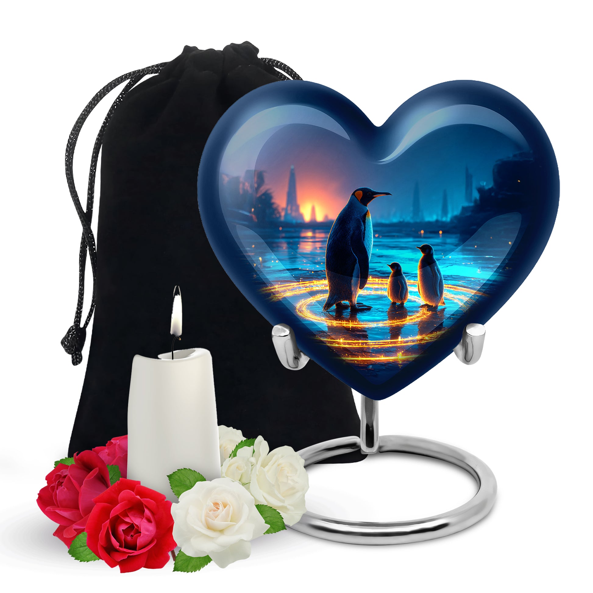 Penguin Night Glow Creamtion Urn - Elegant Funeral Urn For Ashes