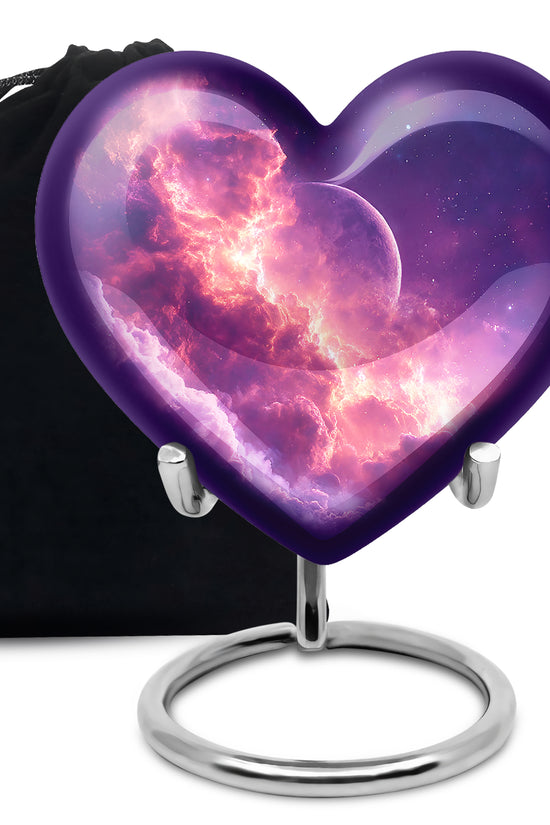 Cosmic Sky Cremation Urn - Purple Aluminium Memorial Urn For Burial