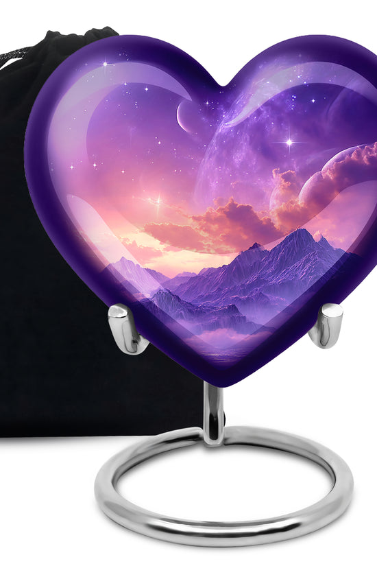 Beautiful Landscape Funeral Urn - Purple Cremation Urn For Human Ashes