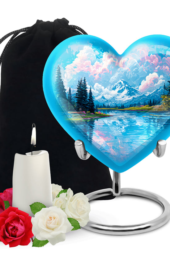 Beautiful Mountain Cremation Urn - Peaceful Nature Memorial Urn For Human Ashes