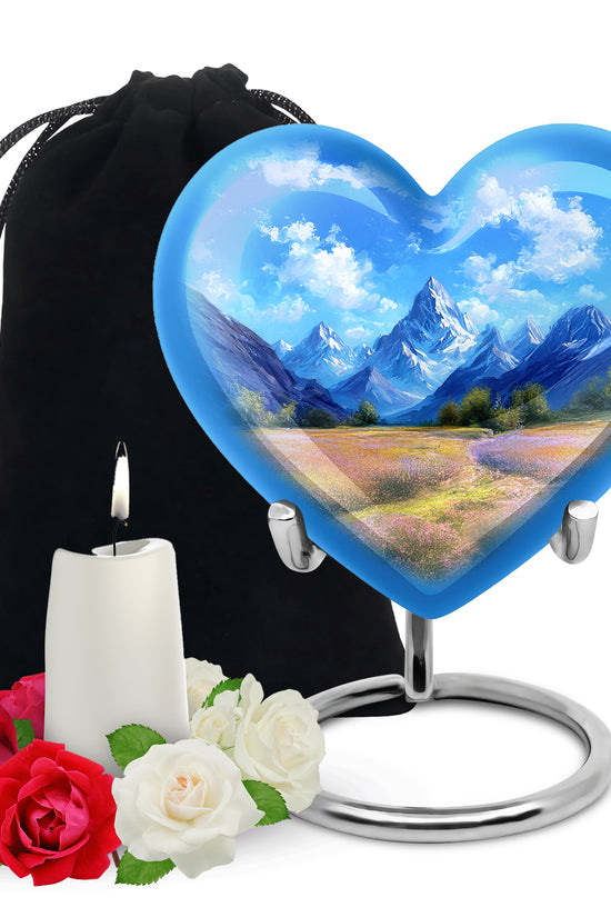 Snow Mountain Funeral Urn - Scenic Nature Cremation Urn For Loved Ones