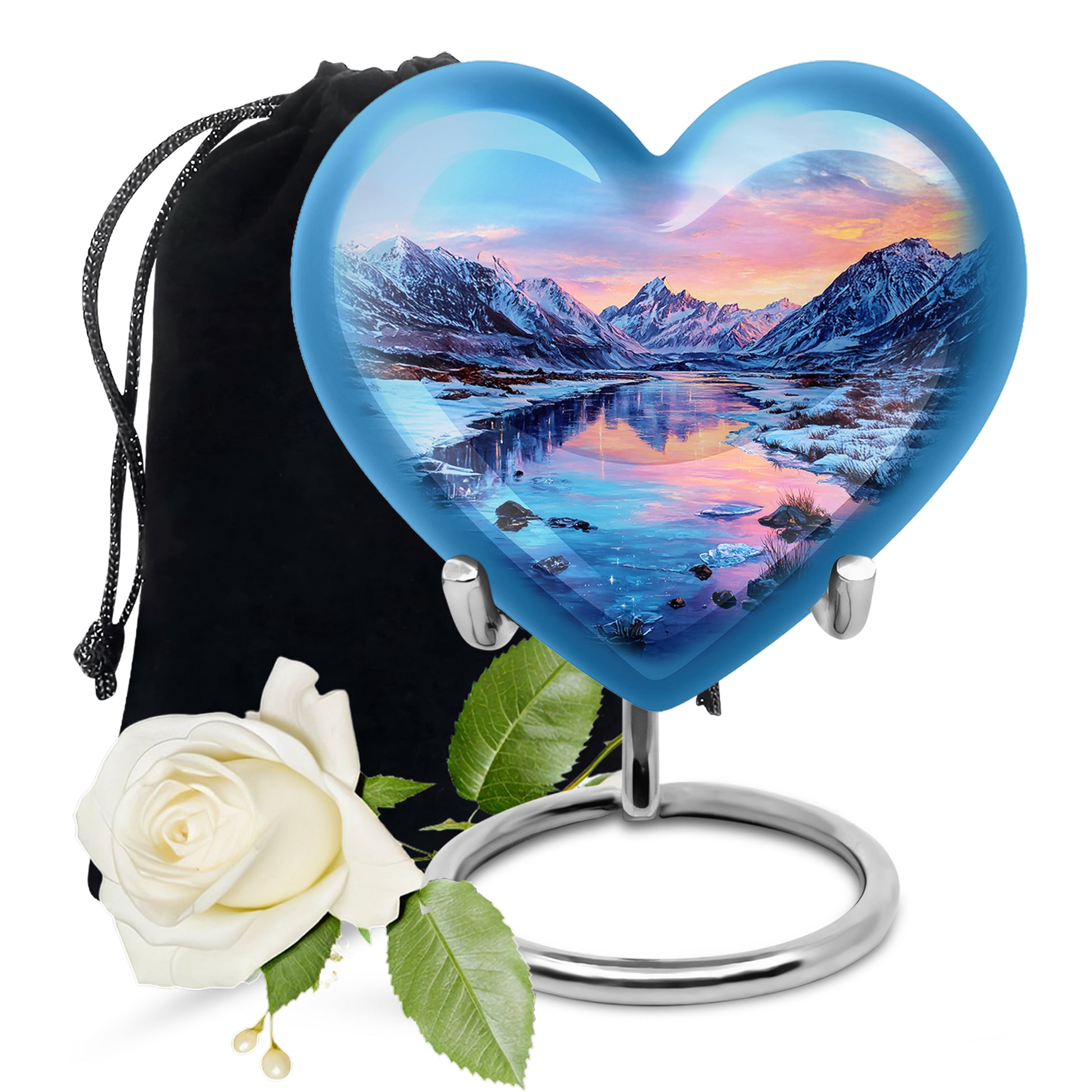 Snow Lake Memorial Urn For Ashes - Mountain Funeral Urn For Burial