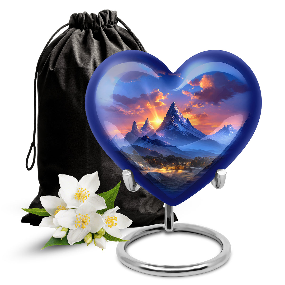 Beautiful Sunset Mountain Cremation Urn - Serene Aluminium Funeral Urn For Adult Ashes