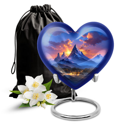 Beautiful Sunset Mountain Cremation Urn - Serene Aluminium Funeral Urn For Adult Ashes