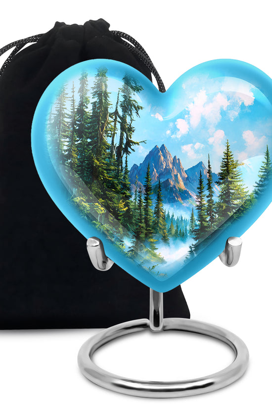 Forest Mountain Funeral Urn - Peaceful Nature Memorial Urn For Human Ashes